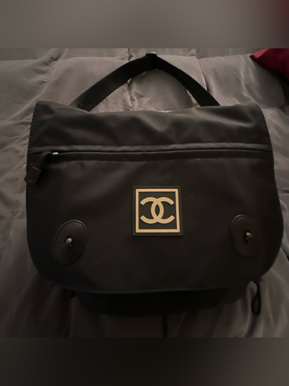 CHANEL Sports Line Black Nylon Logo Strap Crossbody Bag. Never used.